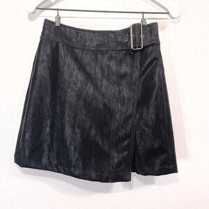 NWT - Faux Wrap Leather/Suede Skirt in Black - Extra Small